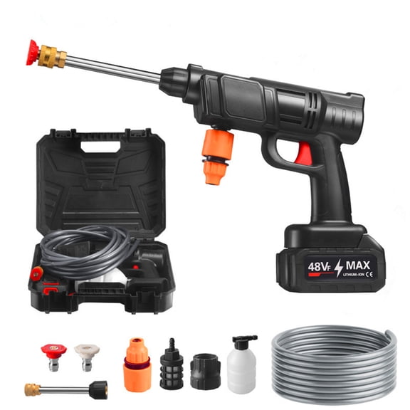 Topteng Power Blaster Plus Pressure Washer Cordless Portable Electric High Pressure Water Spray Gun and Hose Car Washer Cleaner Tool for Balconies Windows, Exterior Walls, Floors, Fences, Gardens