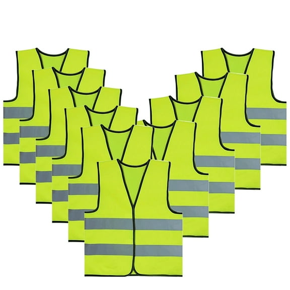Toptie 10 Pack Child Safety Vest For Outdoors Sports, Traffic Vest Construction Worker Vest, Preschool Uniforms-NeonGreen