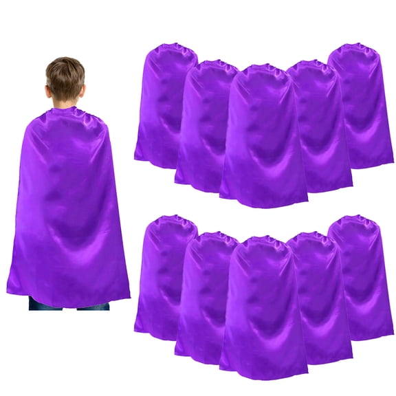Toptie 10 Pack Satin Superhero Capes, Halloween Festival Event Costumes And Dress Up For Kids & Adults-Purple-43 1/4" H x 27 1/2" W