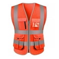 thumbnail image 1 of Toptie 10 Pockets High Visibility Safety Vest, Reflective Trim Safety Vest-Orange-M, 1 of 7