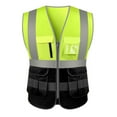 thumbnail image 1 of Toptie 10 Pockets High Visibility Safety Vest, Reflective Trim Safety Vest-Yellow/Black-2XL, 1 of 7
