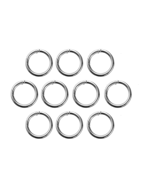 10Pcs Round Carabiner, 25mm Spring O Ring, Metal Clip Hook Keychain Bag Buckle (Silver)