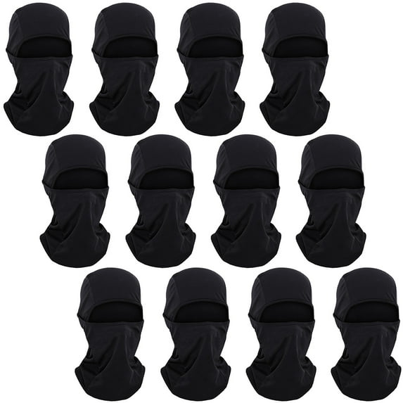 Toptie 12 Pack Black Balaclava, Mesh Cooling Adjustable Balaclava for Ourdoor UV Sun Protection Hood-12 Pcs Black