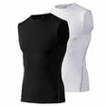 thumbnail image 1 of Toptie 2 Pack Mens Sport Compression Base Layer, Athletic Sleeveless T-Shirt-02#Black/White-S, 1 of 6