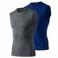thumbnail image 1 of Toptie 2 Pack Mens Sport Compression Base Layer, Athletic Sleeveless T-Shirt-02#Blue/Grey-XL, 1 of 6