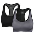 thumbnail image 1 of Toptie 2 Pack Racerback Sports Bras, Ladies High-support Bras-Black + Grey-M Fit 34D 36A 36B 36C 36D 38A 38B, 1 of 5