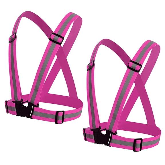 Toptie 2 Pack Reflective Running Vest, Lightweight High Visibility Adjustable Safety Vest for Running, Jogging, Walking, Cycling-Hot Pink