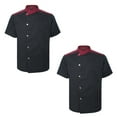 thumbnail image 1 of Toptie 2 Pack Unisex Short Sleeve Chef Coat Jacket, Black Snap, 1 of 6