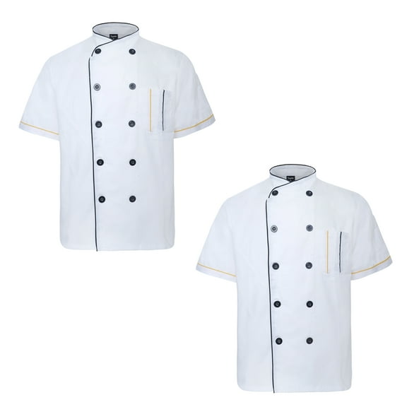 Toptie 2 Pack Unisex Short Sleeve Chef Coat Jacket, White