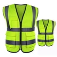 thumbnail image 1 of Toptie 2-Pack White Safety Vest, Incident Command Vest with 5 Pockets and High Visibility 2" Reflective Strips-Neon Green-XL, 1 of 8