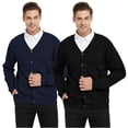 thumbnail image 1 of Toptie 2 Pack Window Clerk Sweater Cardigan For Men, Work Uniform Cotton V-Neck Sweater Cardigan-Black Navy-L, 1 of 7