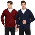 thumbnail image 1 of Toptie 2 Pack Window Clerk Sweater Cardigan For Men, Work Uniform Cotton V-Neck Sweater Cardigan-Red Navy-S, 1 of 7