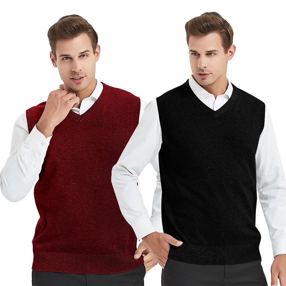 Toptie 2 Pack Window Clerk Sweater Vests For Men, Work Uniform