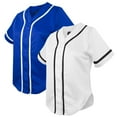 thumbnail image 1 of TOPTIE 2 Pack Women's Baseball Jersey Softball Jersey Button Down Shirts-Blue White-L, 1 of 6