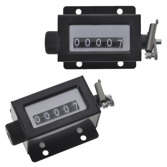 Toptie 2 Pcs 5 Digit Pulling Counters, Mechanical Pulling Stroke Counters for Instrument-Black