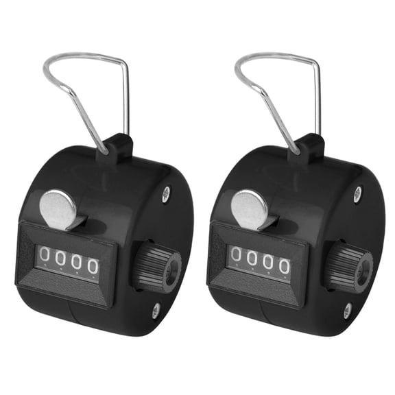 Toptie 2 Pcs Hand Tally Counters, 4 Digital ABS Click Counter for Sport Stadium Coach and Other Event-Black
