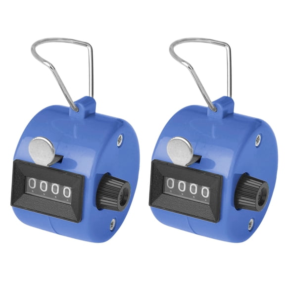 Toptie 2 Pcs Hand Tally Counters, 4 Digital ABS Click Counter for Sport Stadium Coach and Other Event-Blue