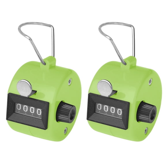 Toptie 2 Pcs Hand Tally Counters, 4 Digital ABS Click Counter for Sport Stadium Coach and Other Event-Green