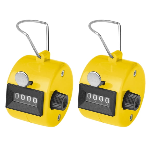 Toptie 2 Pcs Hand Tally Counters, 4 Digital ABS Click Counter for Sport Stadium Coach and Other Event-Yellow