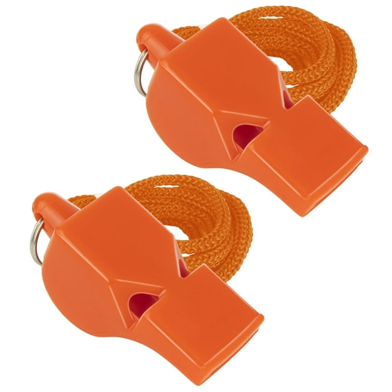 Toptie 2 Pcs Pealess Whistles with Lanyard Emergency Safety Whistles for Sports Lifeguard Survival-Orange