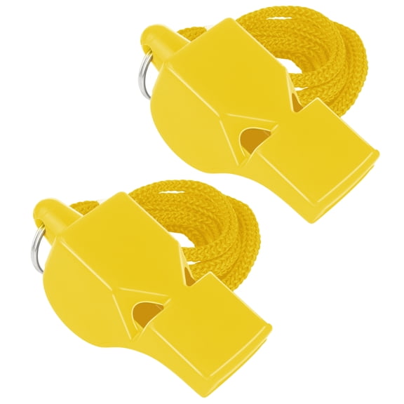 Toptie 2 Pcs Pealess Whistles with Lanyard Emergency Safety Whistles for Sports Lifeguard Survival-Yellow