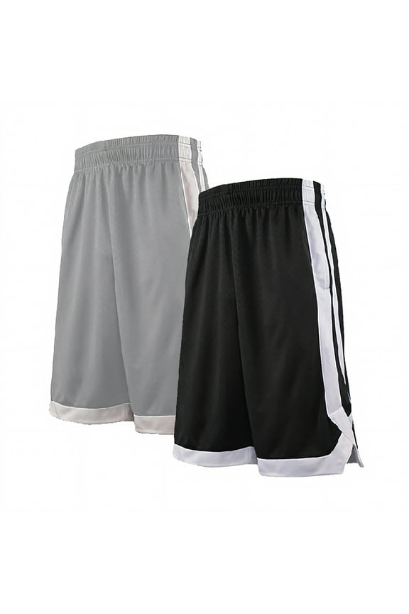 2-Tone Basketball Shorts For Men with Pockets, Pocket Training Shorts-2 Pack Black/Grey-L