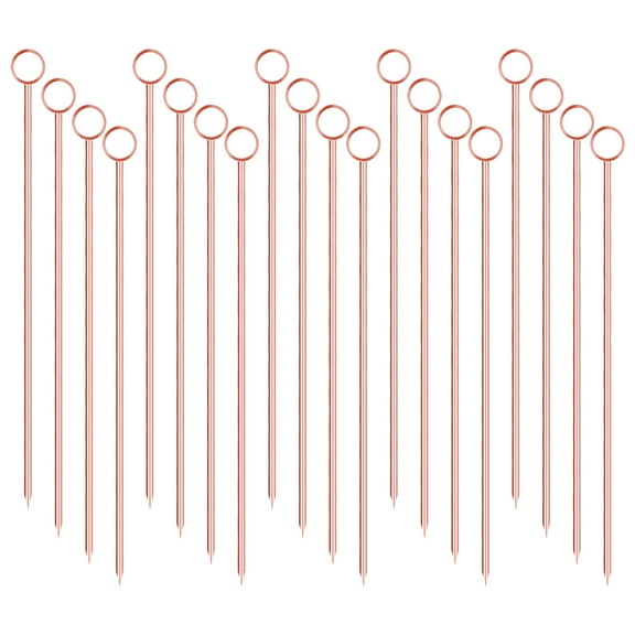 Toptie 20Pcs Circle Martini Picks, Metal 4 Inch Cocktail Party Garnish Food Toothpicks (Rose Gold)