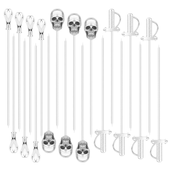 Toptie 20Pcs Cocktail Picks, 4 Inch Stainless Steel Appetizer Skewers, Halloween Martini Toothpicks