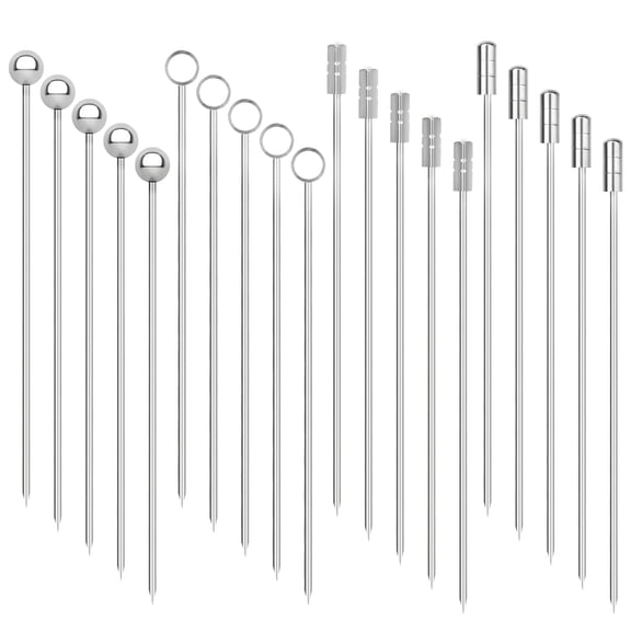 Toptie 20Pcs Cocktail Picks, 4 Inch Stainless Steel Appetizer Skewers, Party Decorative Toothpicks