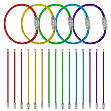 Bayite Pack (100) Stainless Steel Wire Keychains Cable, Key Rings