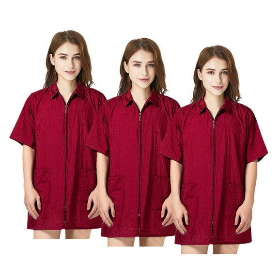 Toptie 3 Pack Hair Grooming Smock, Haircut Barber Cape Jacket for Nail Spa Salon Hairdress-Red-M
