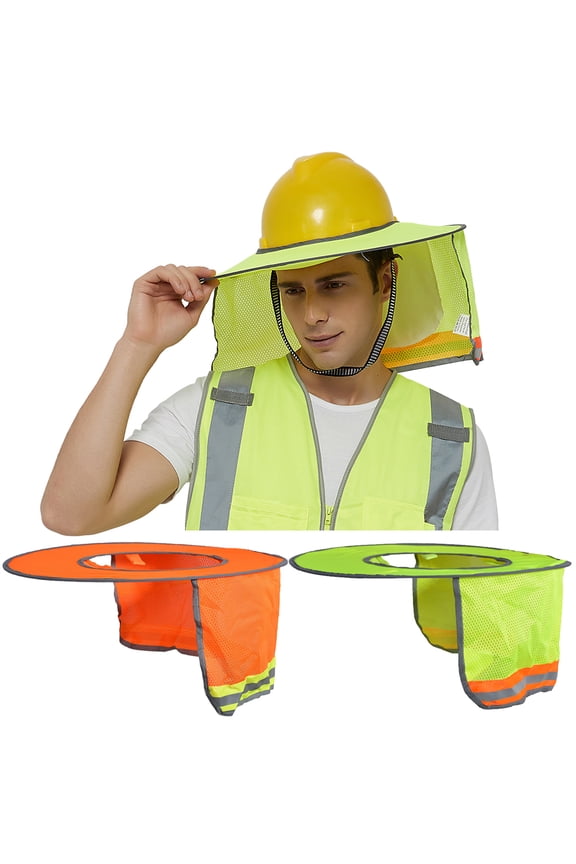 3 Pack Hard Hat Sun Shield, Full Brim Mesh Sunshade with Visor, High Visibility Neck Shield