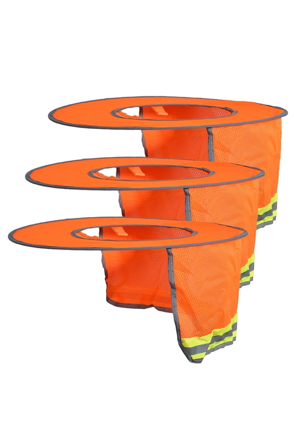 3 Pack Hard Hat Sun Shield, Full Brim Mesh Sunshade with Visor, High Visibility Neck Shield