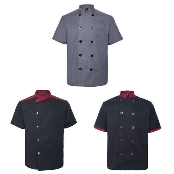 Toptie 3 Pack Men & Women Short Sleeve Chef Coat Jacket-SET4-M