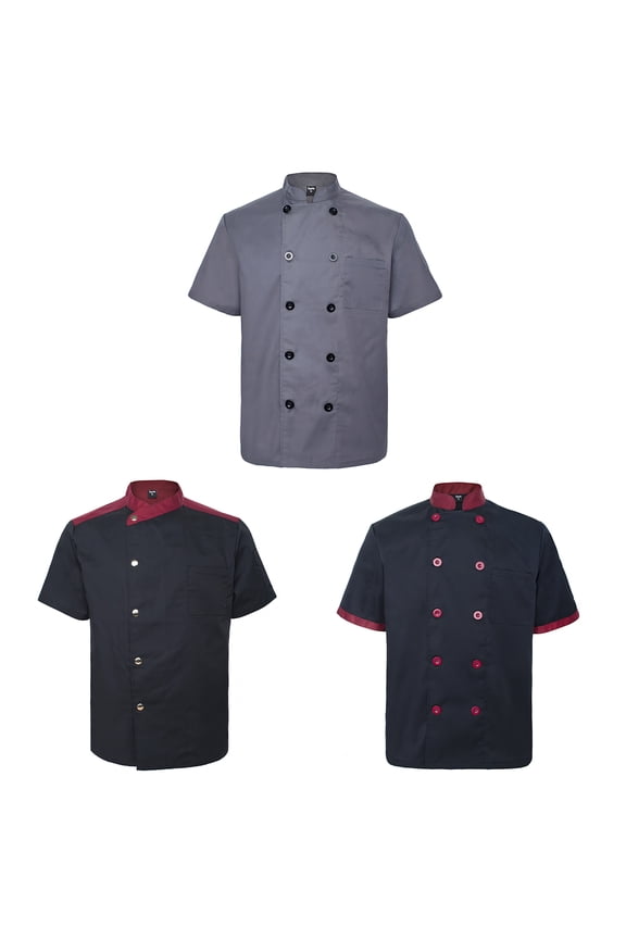 3 Pack Men & Women Short Sleeve Chef Coat Jacket-SET4-XL