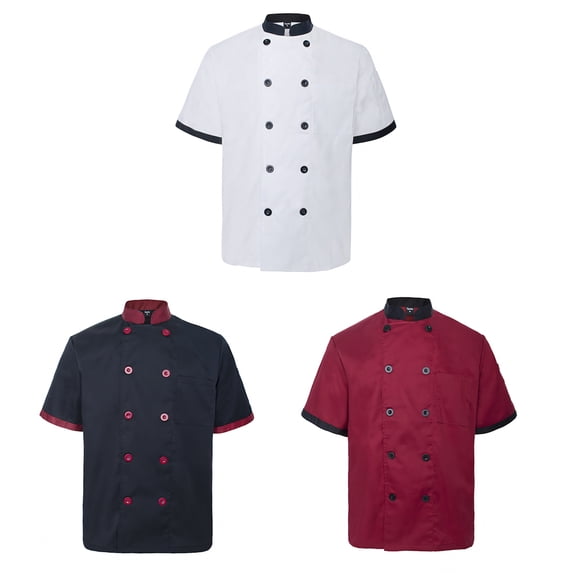 Toptie 3 Pack Men & Women Short Sleeve Chef Coat Jacket-SET6-S