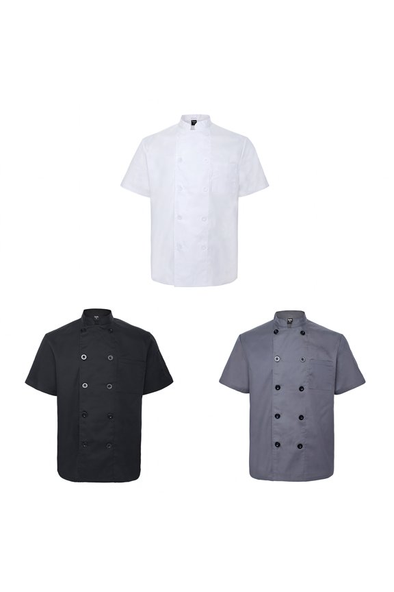 3 Pack Men & Women Short Sleeve Chef Coat Jacket-SET7-L