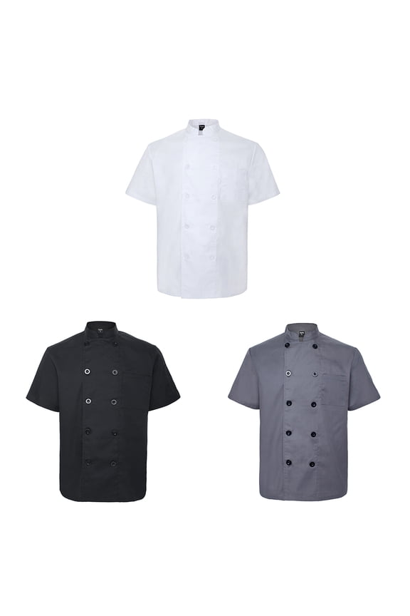 3 Pack Men & Women Short Sleeve Chef Coat Jacket-SET7-S