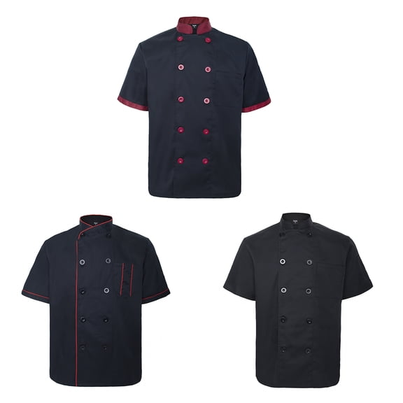 Toptie 3 Pack Men & Women Short Sleeve Chef Coat Jacket-SET8-XL