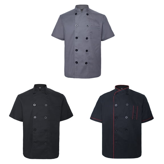 Toptie 3 Pack Men & Women Short Sleeve Chef Coat Jacket-set1-M