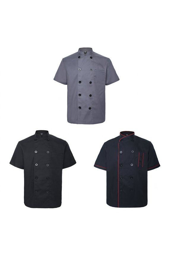 3 Pack Men & Women Short Sleeve Chef Coat Jacket-set1-XXL