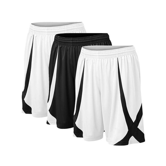 Toptie 3 Pack Men's Pajama Jogger Lounge Jersey Shorts, Flag football Shorts No Pockets, MMA Pro Shorts-3 Pack Black/White/White-L