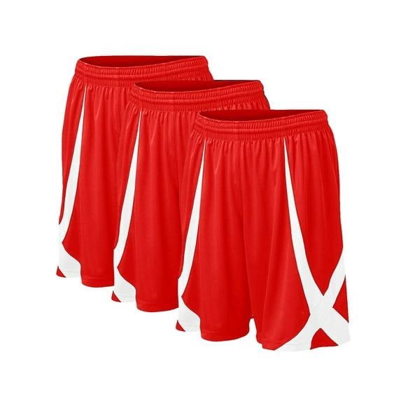 Toptie 3 Pack Men's Pajama Jogger Lounge Jersey Shorts, Flag football Shorts No Pockets, MMA Pro Shorts-3 Pack Red-XL