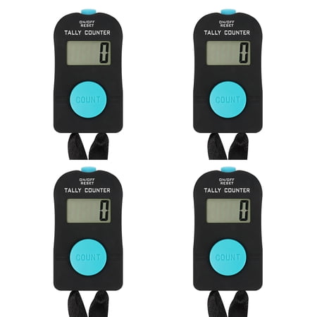 Toptie 4 Pcs Electronic Handheld Tally Clicker Counters, 4-Digital Golf/ Fish/ Lap Number Hand Counter Clicker with Lanyard