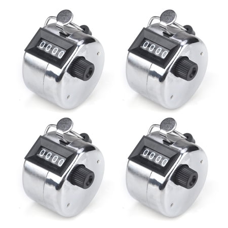 Toptie 4 Pcs Metal Hand Tally Counters, 4-Digit Mechanical Clicker Counter, Golf/Fish/Lap Number Handheld Counter