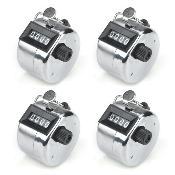 Toptie 4 Pcs Metal Hand Tally Counters, 4-Digit Mechanical Clicker Counter, Golf/Fish/Lap Number Handheld Counter