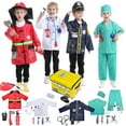 thumbnail image 1 of Toptie 4 Sets Kids Costumes w/ Storage Box for Age 3-7, Kids Dress Up Uniforms Fireman Doctor Police Surgeon, 1 of 6