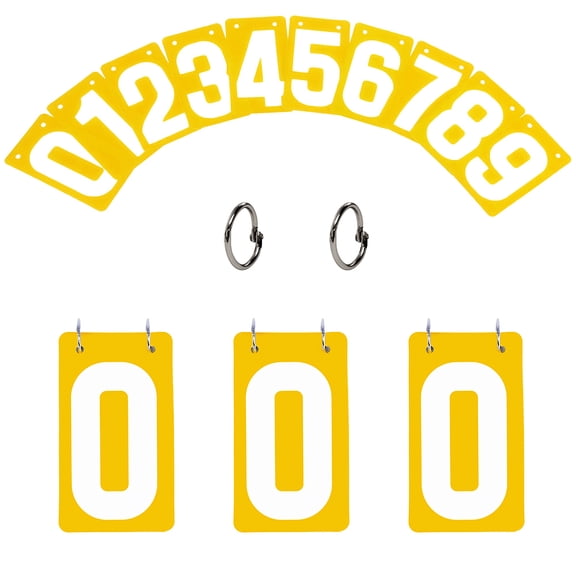 Toptie 4 Sets PVC Number Cards, Plastic Portable 0-9 Flip Scorekeeper, 3-1/8" x 5-1/2"-Yellow