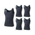 thumbnail image 1 of Toptie 5 Pack Slimming Body Shaper Compression Shirt, Men's Sculpting Vest Muscle Tank-Gray-XXL, 1 of 6