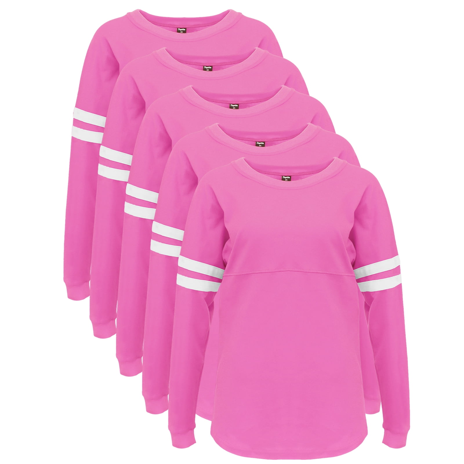 TopTie Women's Crewneck Pom Pom Pullover Jersey - 100% Cotton Game Day Tee, Oversized Fit, Black, XL